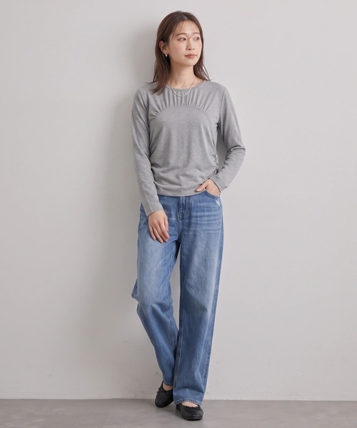 Nunc.（ヌンク）の「裏起毛ギャザー切替プルオーバー（Tシャツ/カットソー・レディース・チャコールグレー/杢グレー/ブラック/オフホワイト・FREE）」の17枚目の写真