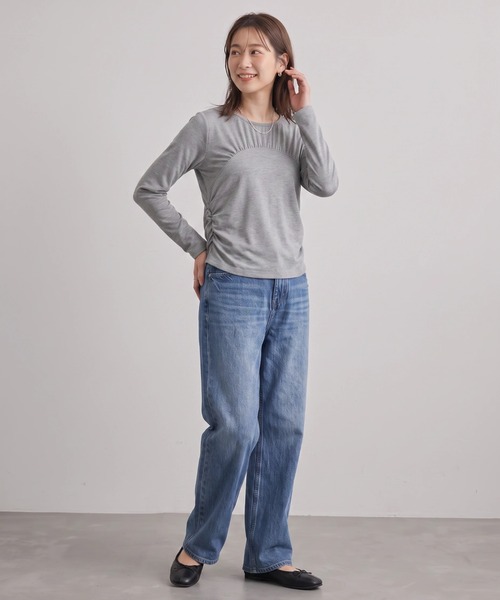Nunc.（ヌンク）の「裏起毛ギャザー切替プルオーバー（Tシャツ/カットソー・レディース・チャコールグレー/杢グレー/ブラック/オフホワイト・FREE）」の19枚目の写真