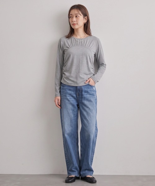Nunc.（ヌンク）の「裏起毛ギャザー切替プルオーバー（Tシャツ/カットソー・レディース・チャコールグレー/杢グレー/ブラック/オフホワイト・FREE）」の20枚目の写真