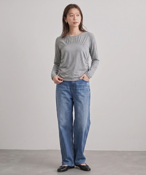 Nunc.（ヌンク）の「裏起毛ギャザー切替プルオーバー（Tシャツ/カットソー・レディース・チャコールグレー/杢グレー/ブラック/オフホワイト・FREE）」の21枚目の写真