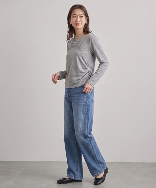 Nunc.（ヌンク）の「裏起毛ギャザー切替プルオーバー（Tシャツ/カットソー・レディース・チャコールグレー/杢グレー/ブラック/オフホワイト・FREE）」の22枚目の写真