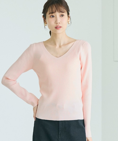coca(coca)(コカ)の「軽量Vネックニット【西山茉希様着用】(ニット/セーター・レディース・グレー/カーキ/アイボリー/ブラック/ライトピンク・S/M/L)」の5枚目の写真