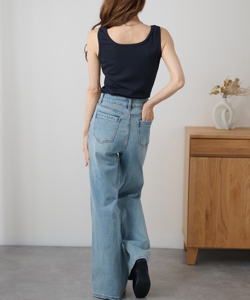 DAYRA（デイラ）の「ラウンドネック ベーシック ノースリーブ リブ トップス（タンクトップ・レディース・ブラック/チャコールグレー・FREE）」の13枚目の写真