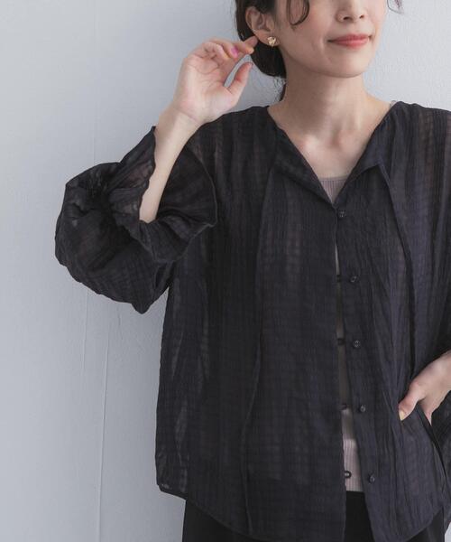 URBAN RESEARCH DOORS（アーバンリサーチドアーズ）の「シアーチェックブラウス（シャツ/ブラウス・レディース・ブルー系その他/ブラック系その他・FREE）」の2枚目の写真