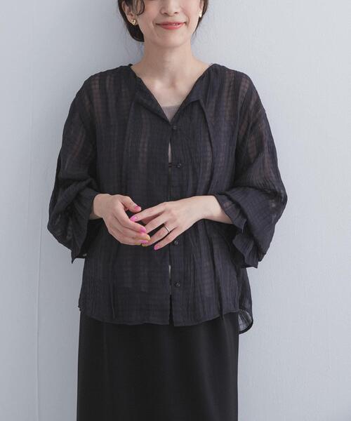 URBAN RESEARCH DOORS（アーバンリサーチドアーズ）の「シアーチェックブラウス（シャツ/ブラウス・レディース・ブルー系その他/ブラック系その他・FREE）」の11枚目の写真