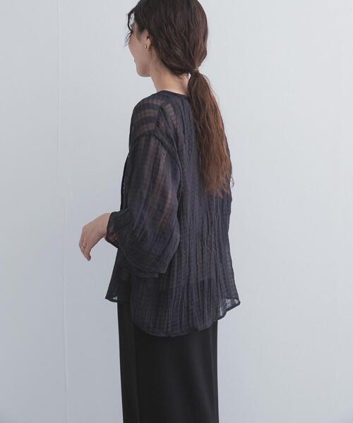 URBAN RESEARCH DOORS（アーバンリサーチドアーズ）の「シアーチェックブラウス（シャツ/ブラウス・レディース・ブルー系その他/ブラック系その他・FREE）」の12枚目の写真