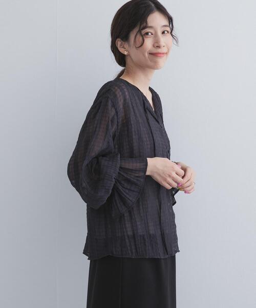 URBAN RESEARCH DOORS（アーバンリサーチドアーズ）の「シアーチェックブラウス（シャツ/ブラウス・レディース・ブルー系その他/ブラック系その他・FREE）」の13枚目の写真