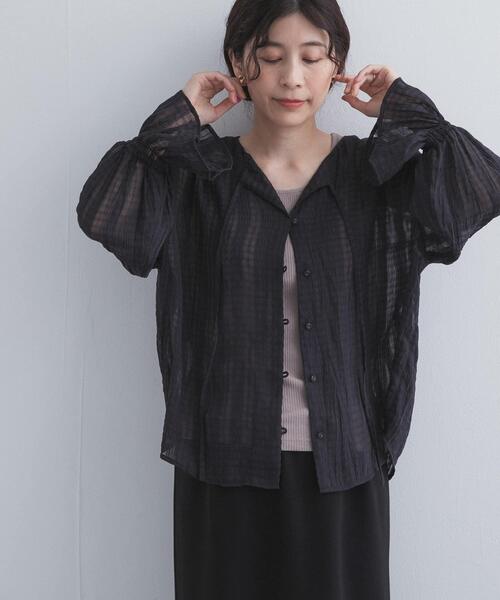 URBAN RESEARCH DOORS（アーバンリサーチドアーズ）の「シアーチェックブラウス（シャツ/ブラウス・レディース・ブルー系その他/ブラック系その他・FREE）」の15枚目の写真