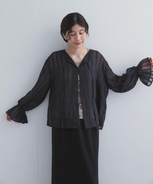 URBAN RESEARCH DOORS（アーバンリサーチドアーズ）の「シアーチェックブラウス（シャツ/ブラウス・レディース・ブルー系その他/ブラック系その他・FREE）」の16枚目の写真