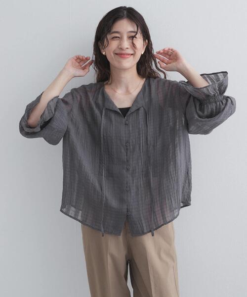 URBAN RESEARCH DOORS（アーバンリサーチドアーズ）の「シアーチェックブラウス（シャツ/ブラウス・レディース・ブルー系その他/ブラック系その他・FREE）」の21枚目の写真