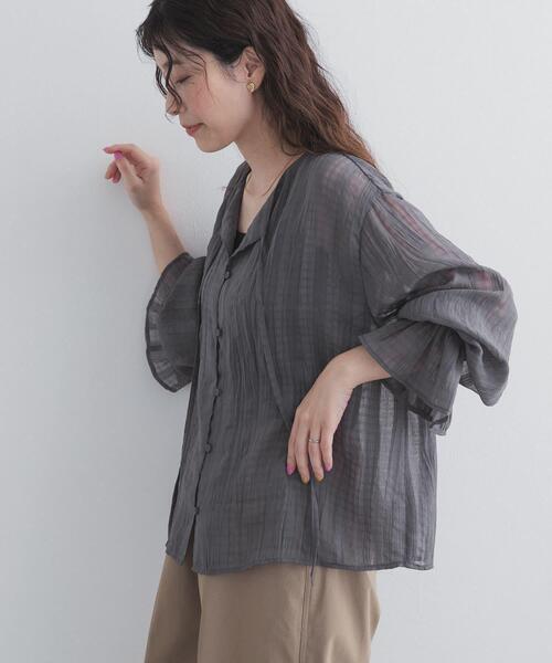 URBAN RESEARCH DOORS（アーバンリサーチドアーズ）の「シアーチェックブラウス（シャツ/ブラウス・レディース・ブルー系その他/ブラック系その他・FREE）」の22枚目の写真