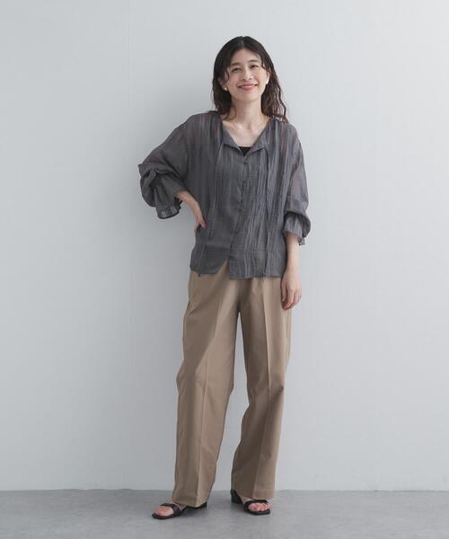URBAN RESEARCH DOORS（アーバンリサーチドアーズ）の「シアーチェックブラウス（シャツ/ブラウス・レディース・ブルー系その他/ブラック系その他・FREE）」の5枚目の写真