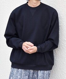 〈洗濯機可能〉ワッフル ワンポイント クルーネック Tシャツ(ロンT)◇