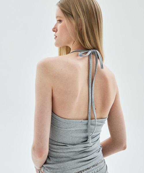 Mardi Mercredi(マルディメクルディ)の「TOP HALTER NECK TIE DETAIL / トップ ホルター ネック タイ ディテール(キャミソール・レディース・ブラック/グレー・FREE)」の20枚目の写真