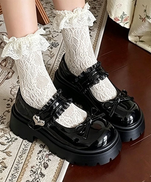 Miniministore(ミニミニストア)の「厚底ローファー メリージェーンシューズ(ローファー・レディース・ブラック/オフホワイト・24.5cm/24.0cm/23.0cm/25.0cm/23.5cm/22.5cm)」の1枚目の写真