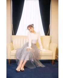 Dot Pattern Tulle Tiered Skirt
