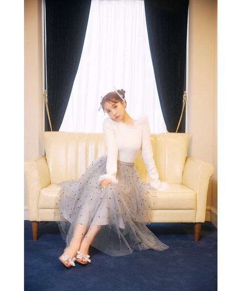 MISTREASS(ミストレアス)の「Dot Pattern Tulle Tiered Skirt(スカート・レディース・グレー/ブラック・FREE)」の2枚目の写真