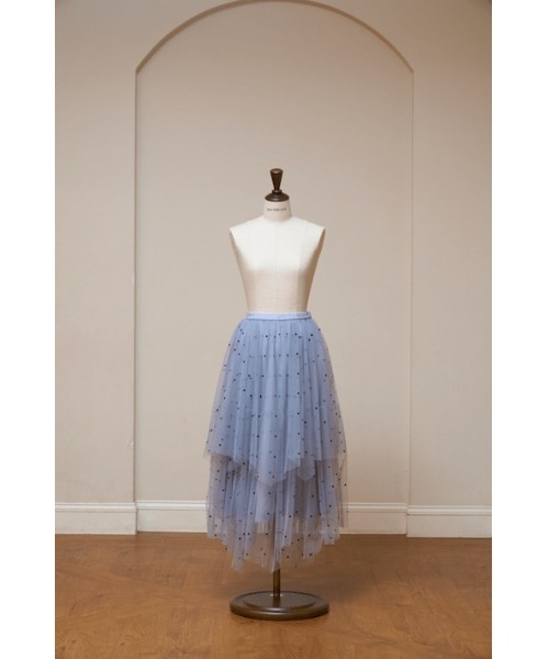 MISTREASS(ミストレアス)の「Dot Pattern Tulle Tiered Skirt(スカート・レディース・グレー/ブラック・FREE)」の8枚目の写真