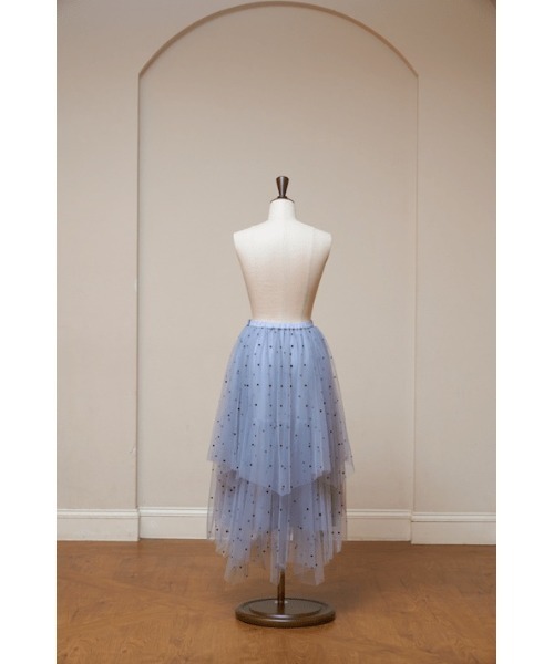 MISTREASS(ミストレアス)の「Dot Pattern Tulle Tiered Skirt(スカート・レディース・グレー/ブラック・FREE)」の9枚目の写真