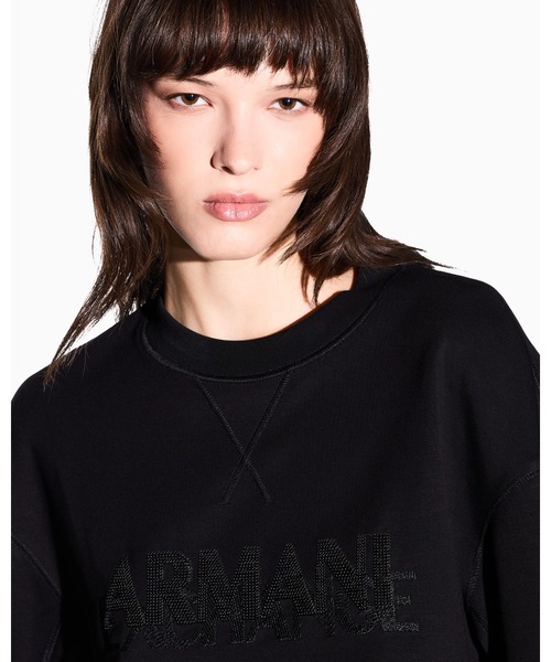 ARMANI EXCHANGE(アルマーニエクスチェンジ)の「【A|X アルマーニ エクスチェンジ】スパンコールロゴ クルーネックスウェットプルオーバー(スウェット・レディース・ブラック/ホワイト・LARGE/MEDIUM/SMALL/X-LARGE/X-SMALL)」の5枚目の写真