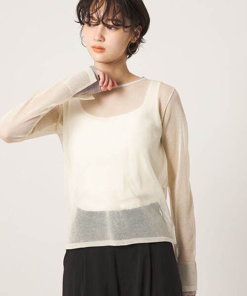 CITEN(シテン)の「<CITEN>チュールライクレイヤードニット(ニット/セーター・レディース・ワイン/ダークグレー/オフホワイト・FREE)」の2枚目の写真