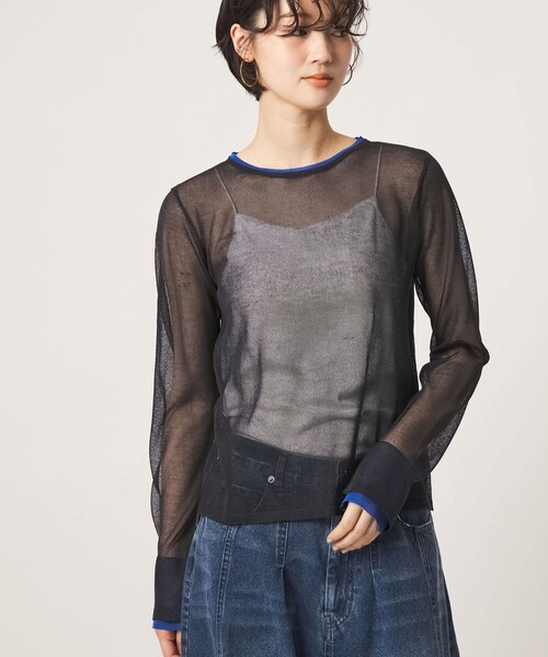 CITEN(シテン)の「<CITEN>チュールライクレイヤードニット(ニット/セーター・レディース・ワイン/ダークグレー/オフホワイト・FREE)」の1枚目の写真