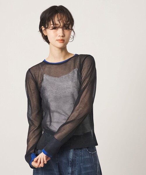 CITEN(シテン)の「<CITEN>チュールライクレイヤードニット(ニット/セーター・レディース・ワイン/ダークグレー/オフホワイト・FREE)」の4枚目の写真