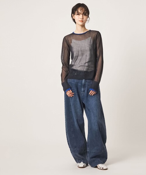 CITEN(シテン)の「<CITEN>チュールライクレイヤードニット(ニット/セーター・レディース・ワイン/ダークグレー/オフホワイト・FREE)」の5枚目の写真