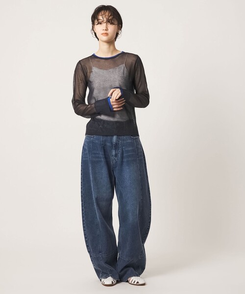 CITEN(シテン)の「<CITEN>チュールライクレイヤードニット(ニット/セーター・レディース・ワイン/ダークグレー/オフホワイト・FREE)」の6枚目の写真