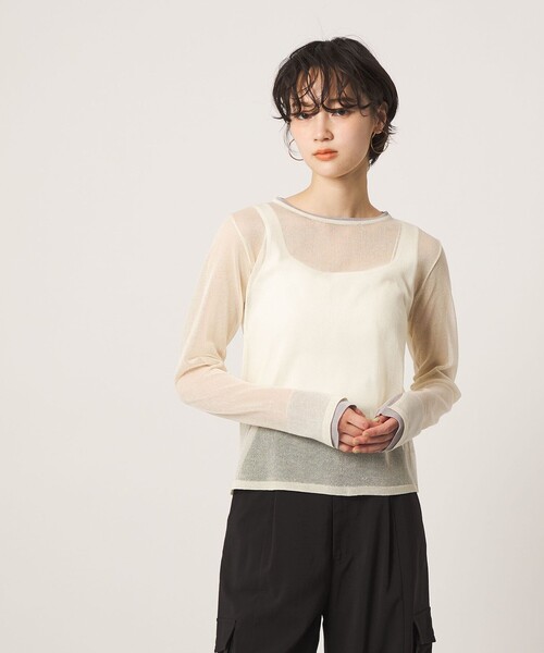 CITEN(シテン)の「<CITEN>チュールライクレイヤードニット(ニット/セーター・レディース・ワイン/ダークグレー/オフホワイト・FREE)」の7枚目の写真