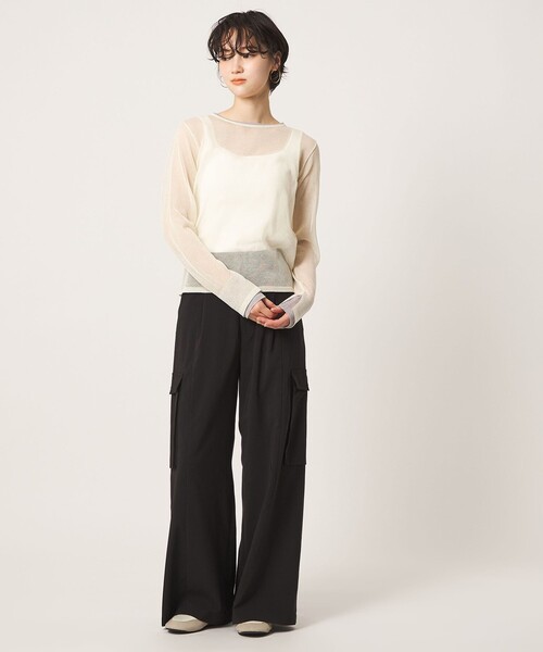 CITEN(シテン)の「<CITEN>チュールライクレイヤードニット(ニット/セーター・レディース・ワイン/ダークグレー/オフホワイト・FREE)」の8枚目の写真