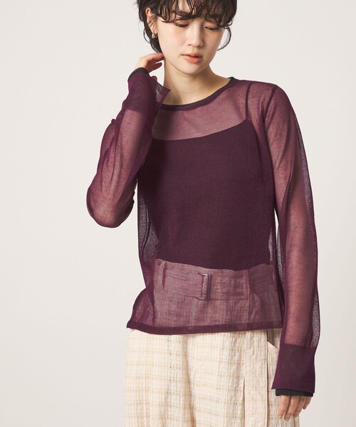 CITEN(シテン)の「<CITEN>チュールライクレイヤードニット(ニット/セーター・レディース・ワイン/ダークグレー/オフホワイト・FREE)」の9枚目の写真