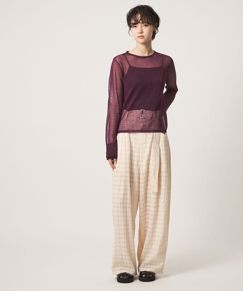 CITEN(シテン)の「<CITEN>チュールライクレイヤードニット(ニット/セーター・レディース・ワイン/ダークグレー/オフホワイト・FREE)」の10枚目の写真