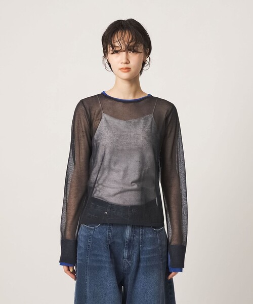 CITEN(シテン)の「<CITEN>チュールライクレイヤードニット(ニット/セーター・レディース・ワイン/ダークグレー/オフホワイト・FREE)」の11枚目の写真