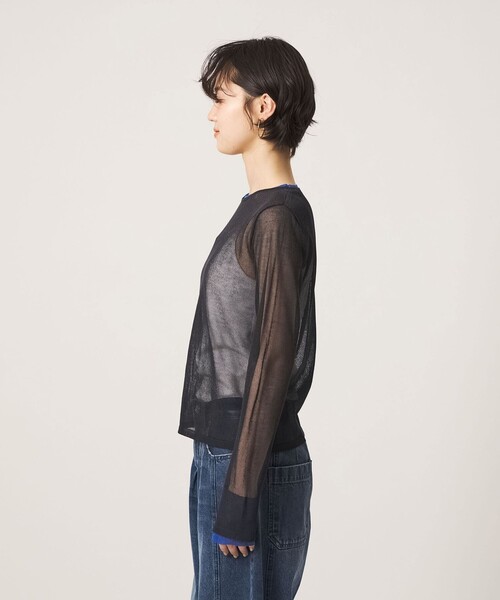 CITEN(シテン)の「<CITEN>チュールライクレイヤードニット(ニット/セーター・レディース・ワイン/ダークグレー/オフホワイト・FREE)」の12枚目の写真