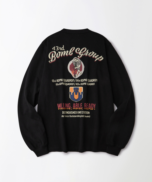 OUTSTANDING(アウトスタンディング)の「MIL SERIES LONG SLEEVE(BOMB GROUP)_BLACK(Tシャツ/カットソー・メンズ・その他・X-LARGE/MEDIUM/LARGE)」の1枚目の写真