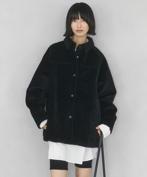 Firsthand(ファーストハンド)の「Firsthand/ファーストハンド フェイクホースファー デザインジャケット【限定展開】(ブルゾン・レディース・ブラック/ダークブラウン・FREE)」の5枚目の写真