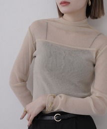 ラメシアー ボトルネックインナー長袖Tシャツ