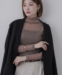 ラメシアー ボトルネックインナー長袖Tシャツ
