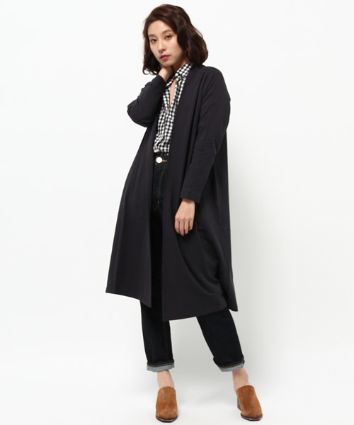 LBC（エルビーシー）の「om コットン裏毛トッパー（カーディガン/ボレロ・レディース・ネイビー/オリーブ/オフホワイト・LARGE/MEDIUM）」の3枚目の写真