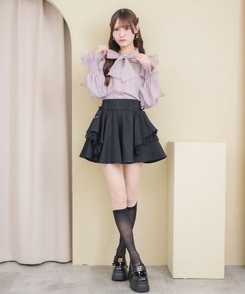 couture BY ROJITA(クチュールバイロジータ)の「ラッフルシアー長袖ブラウス(シャツ/ブラウス・レディース・ピンク/マルチ/ブラック/ホワイト・FREE)」の10枚目の写真