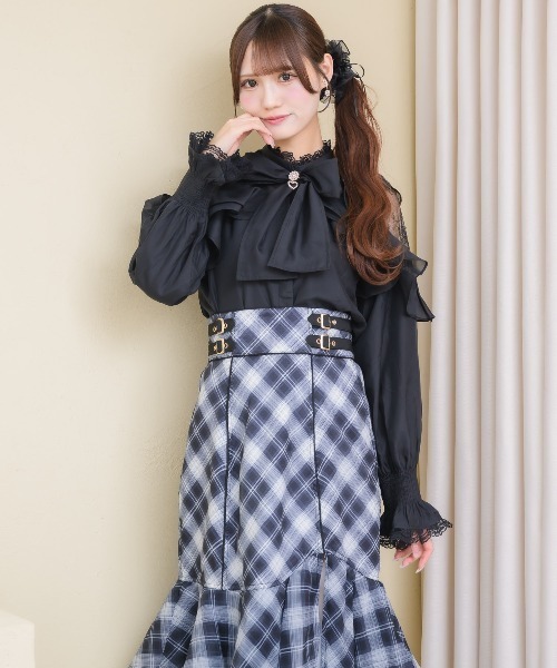 couture BY ROJITA(クチュールバイロジータ)の「ラッフルシアー長袖ブラウス(シャツ/ブラウス・レディース・ピンク/マルチ/ブラック/ホワイト・FREE)」の16枚目の写真