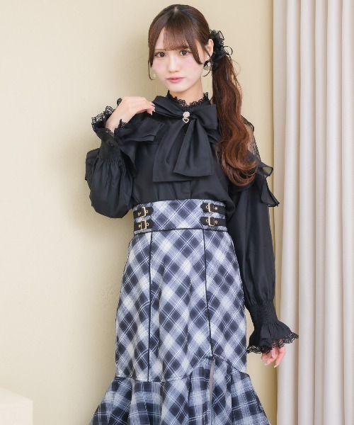 couture BY ROJITA(クチュールバイロジータ)の「ラッフルシアー長袖ブラウス(シャツ/ブラウス・レディース・ピンク/マルチ/ブラック/ホワイト・FREE)」の17枚目の写真