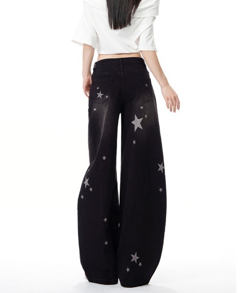 Miniministore(ミニミニストア)の「星柄デニムバギーパンツカーブジーンズ(デニムパンツ・レディース・サックスブルー/ブラック・L/M/S)」の20枚目の写真