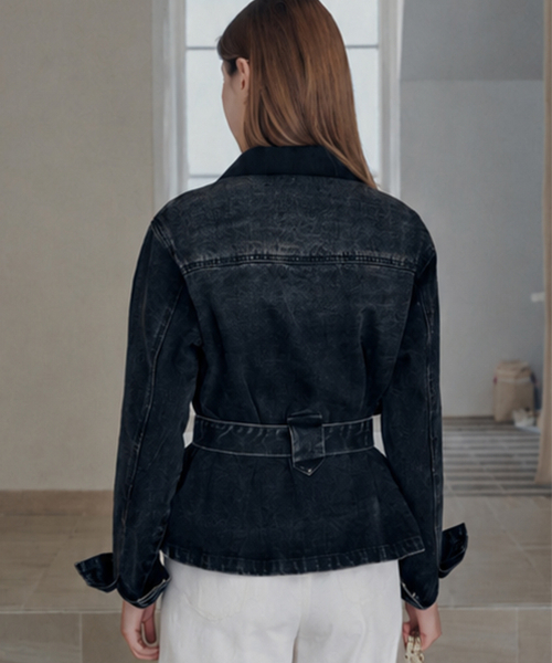 SLOWLOLLI(スローローリ)の「Belted denim jacket_2 Colors(デニムジャケット・レディース・ブラック/ブルー・FREE)」の8枚目の写真