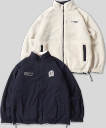 Reversible Blouson/2WAY リバーシブル ナイロン×ボアフリース オーバーサイズ ワンポイント刺繍 ナイロンジャケット ボアフリースジャケット ブルゾン