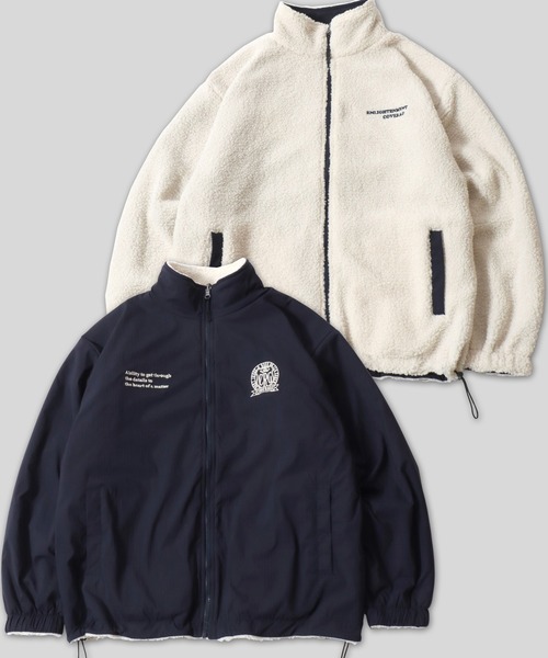 SITRY（シトリー）の「Reversible Blouson/2WAY リバーシブル ナイロン×ボアフリース オーバーサイズ ワンポイント刺繍 ナイロンジャケット ボアフリースジャケット ブルゾン（ブルゾン・メンズ・グレイッシュベージュ/ブラック/ネイビー・L/M）」の3枚目の写真