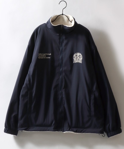 SITRY（シトリー）の「Reversible Blouson/2WAY リバーシブル ナイロン×ボアフリース オーバーサイズ ワンポイント刺繍 ナイロンジャケット ボアフリースジャケット ブルゾン（ブルゾン・メンズ・グレイッシュベージュ/ブラック/ネイビー・L/M）」の8枚目の写真