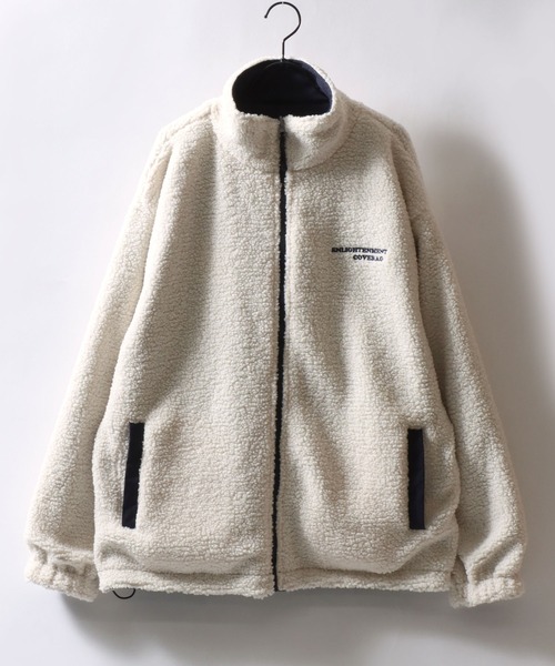SITRY（シトリー）の「Reversible Blouson/2WAY リバーシブル ナイロン×ボアフリース オーバーサイズ ワンポイント刺繍 ナイロンジャケット ボアフリースジャケット ブルゾン（ブルゾン・メンズ・グレイッシュベージュ/ブラック/ネイビー・L/M）」の9枚目の写真
