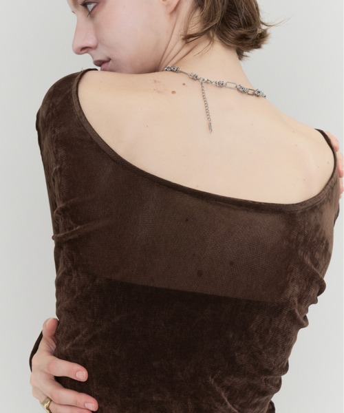 Rohwel(ローウェル)の「Velour Long Sleeve Top / ベロアロングスリーブトップス(Tシャツ/カットソー・レディース・ライトグレー/ブラック/ブラウン・FREE)」の11枚目の写真